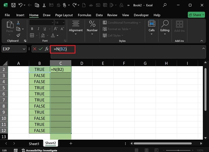 Adding of the Boolean Values2