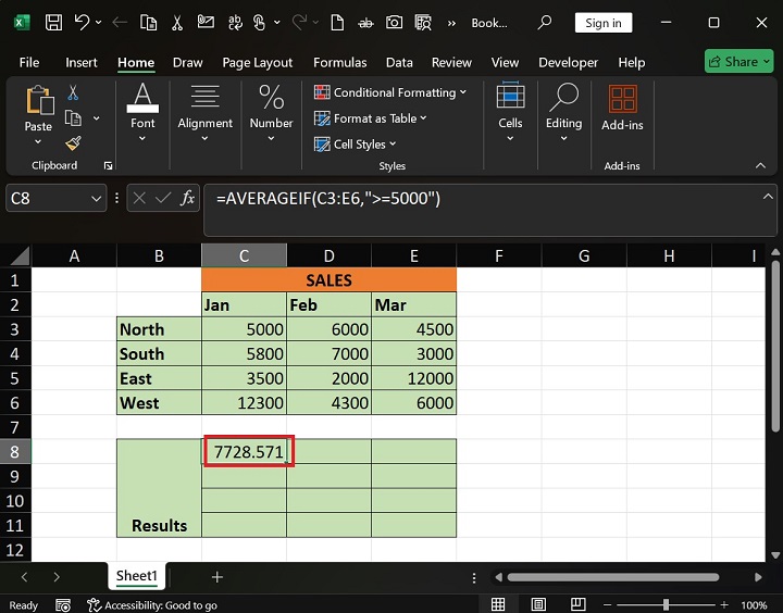 AVERAGEIF Function 1
