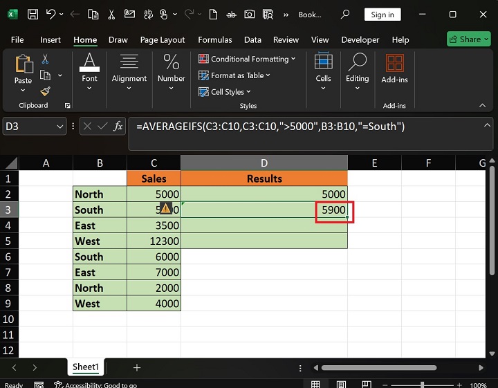 AVERAGEIFS Function 4