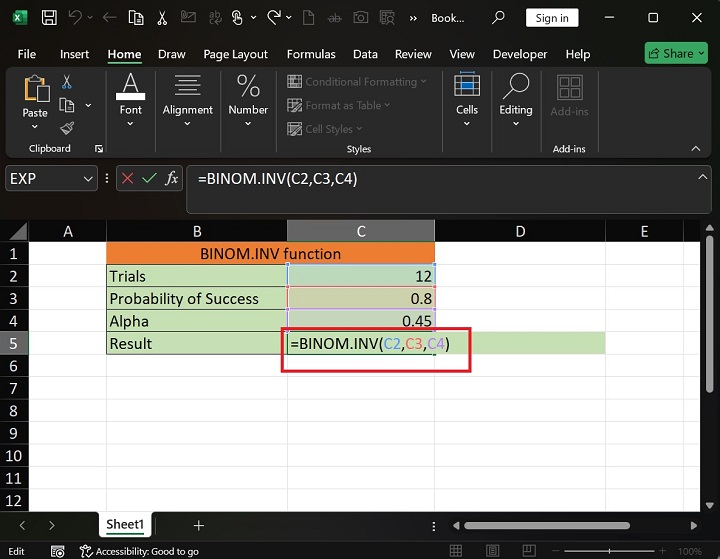 BINOM.INV Function in Excel