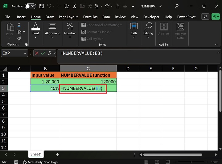 Calculate NUMBERVALUE Function for Given Input4