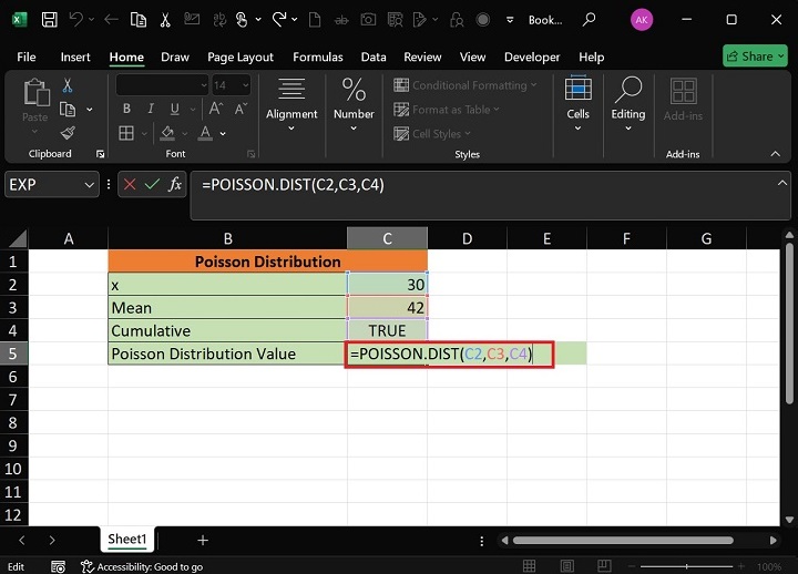 Calculate the Poisson Distribution in Excel1