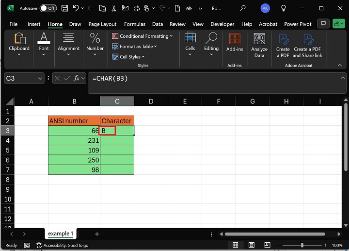 CHAR Function Will Return B Character