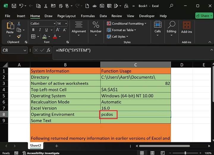 Crucial Details of System using INFO Function13