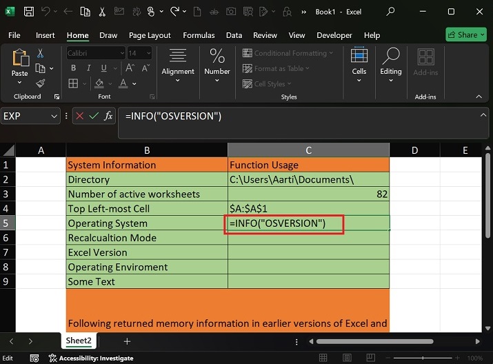 Crucial Details of System using INFO Function7