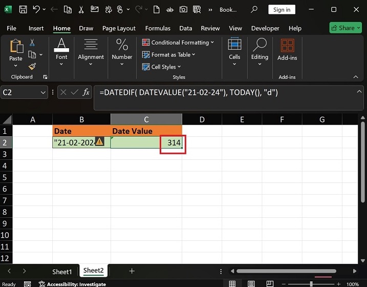  DATEDIF Function with the DATEVALUE Function2