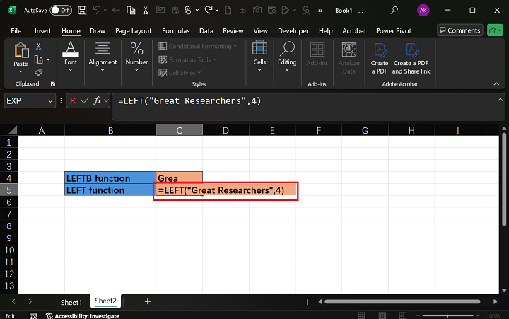 English Language Using LEFTB Function 2