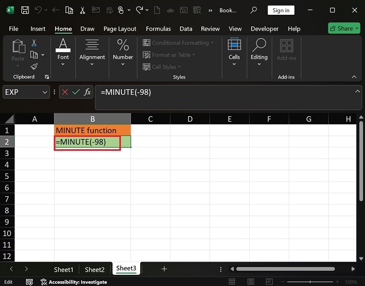 Examples of the MINUTE Function in Excel5