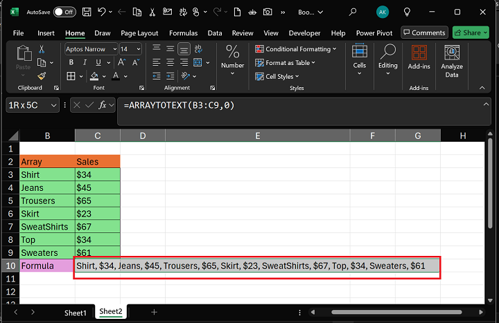 Excel ARRAYTOTEXT Function 3