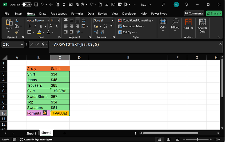 Excel ARRAYTOTEXT Function 7
