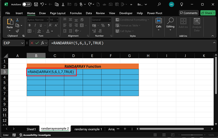 Excel RANDARRAY Function 5