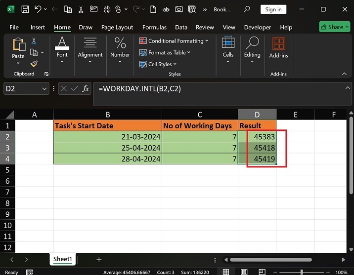 How to use WORKDAY.INTL Function in Excel3