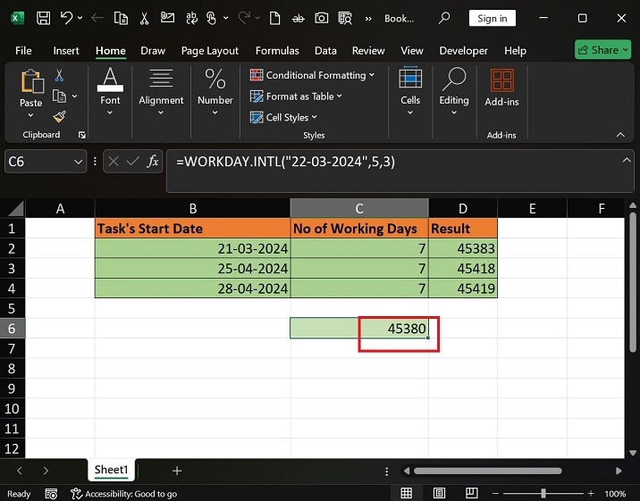 How to use WORKDAY.INTL Function in Excel5