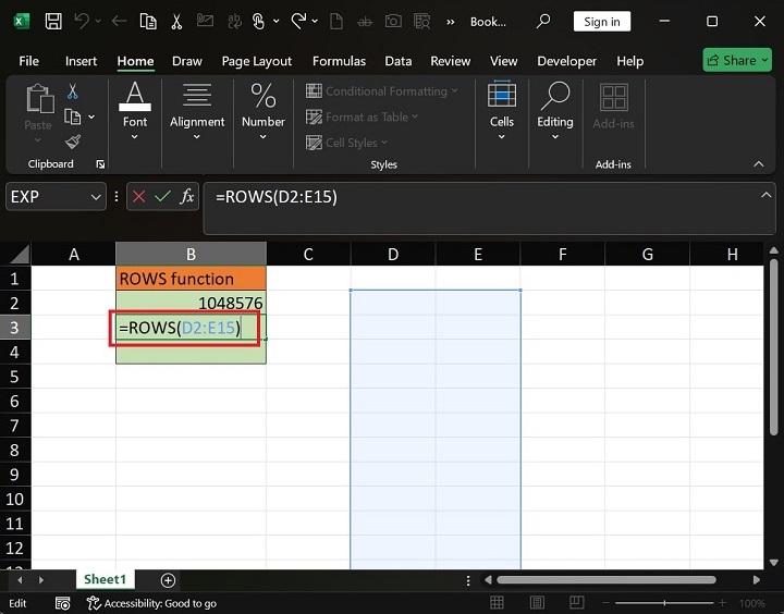 How to utilize the ROWS Function in Excel3