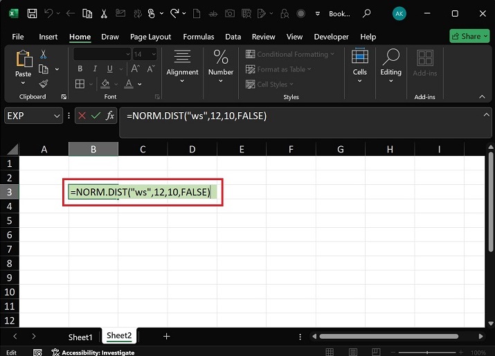 NORM.DIST Returns #VALUE! Error