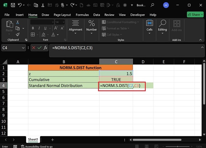 NORM.S.DIST Function1