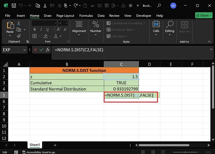 NORM.S.DIST Function2