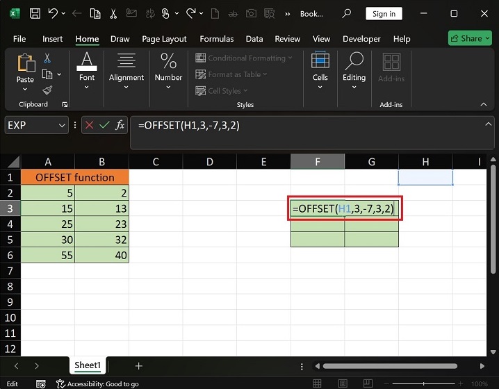 OFFSET Function do in Excel2