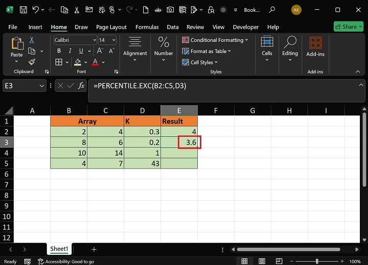 PERCENTILE.EXC Function4