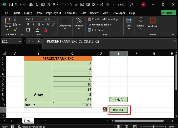 PERCENTRANK.EXC Function7