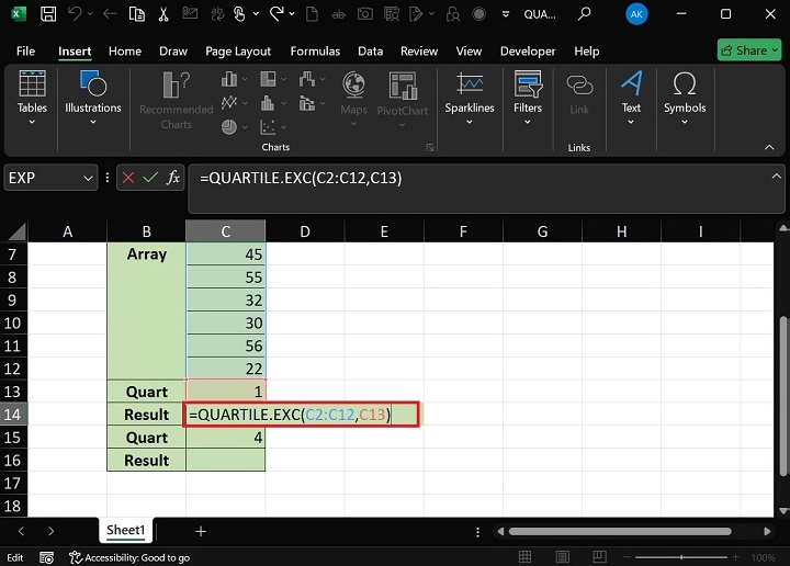 QUARTILE.EXC Function1