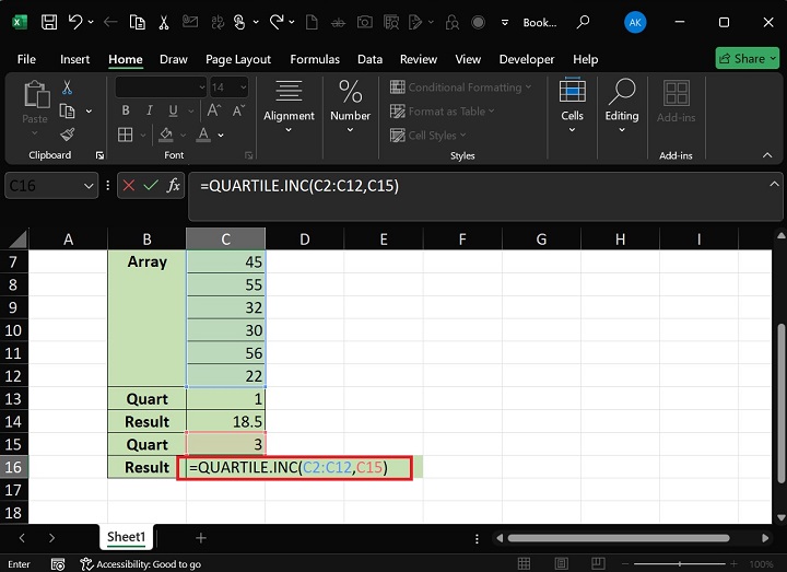 QUARTILE.INC Function3