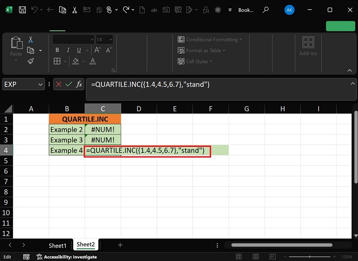 QUARTILE.INC Function8