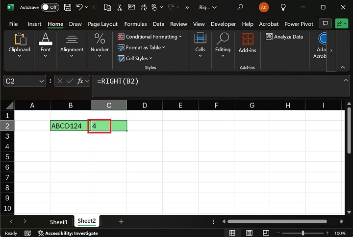RIGHT Function Return only Last Character2