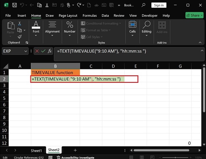 TEXT Function with the TIMEVALUE Function1