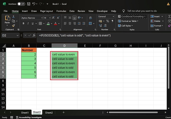 Use IF statement with the ISODD function2