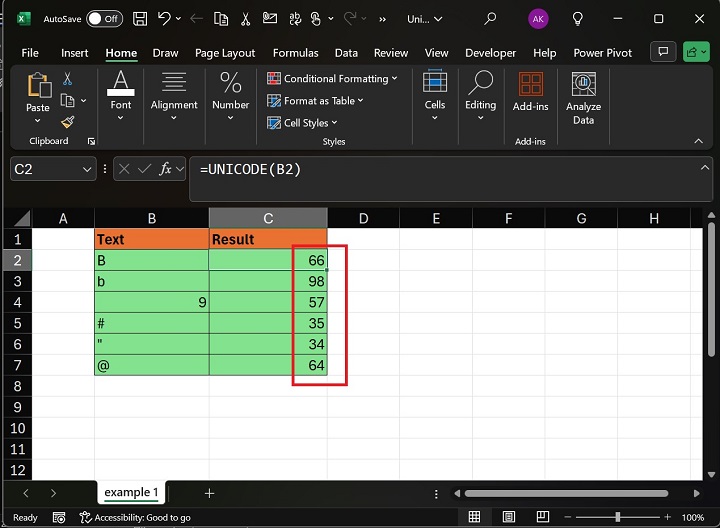 Use of UNICODE function in Excel3