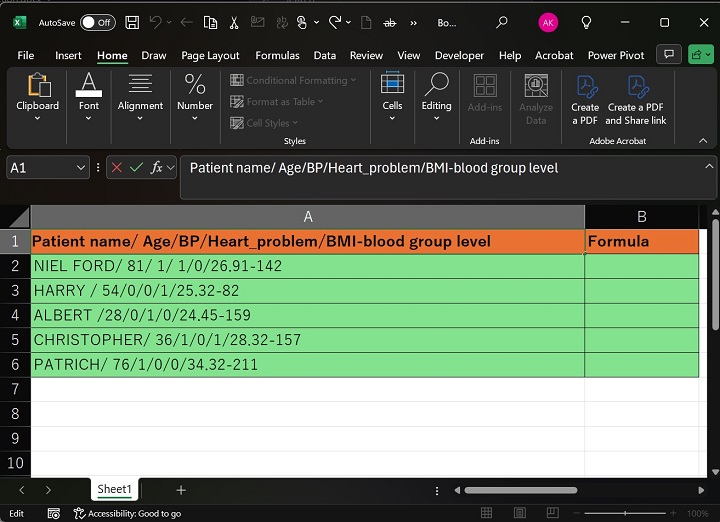 Values in The Different Columns