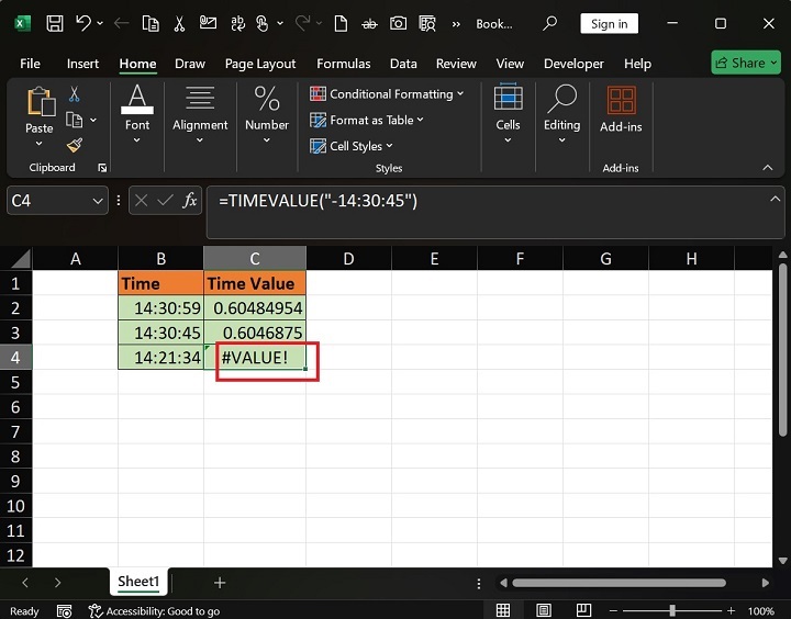 What does TIMEVALUE Function do in Excel7
