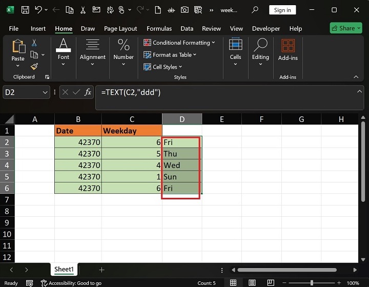 What does WEEKDAY Function do in Excel12