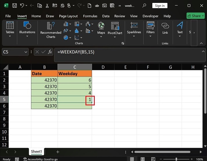 What does WEEKDAY Function do in Excel8