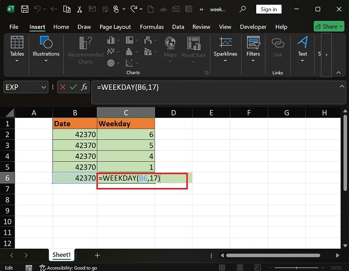 What does WEEKDAY Function do in Excel9