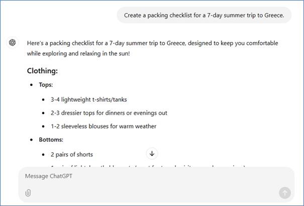 Packing Checklist