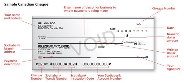 Sample Canadian Cheque