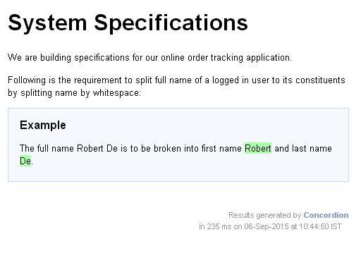 concordion Returning Object Output