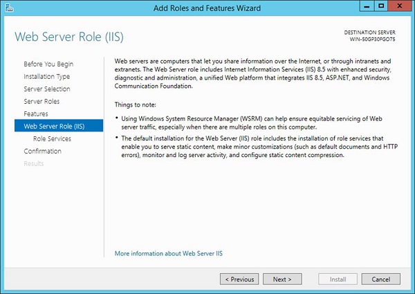 Web Server Role Click Next