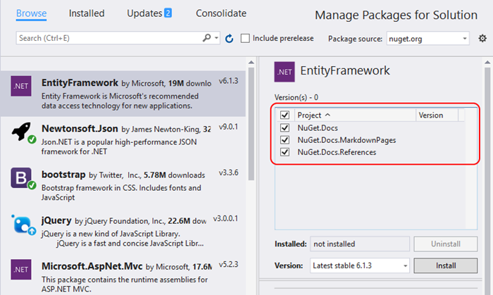 Manage Packages for Solution