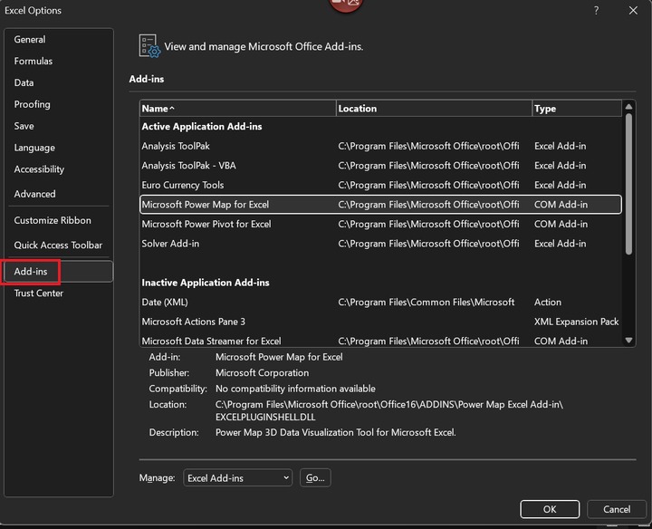 Add Add-ins in Microsoft Excel 1