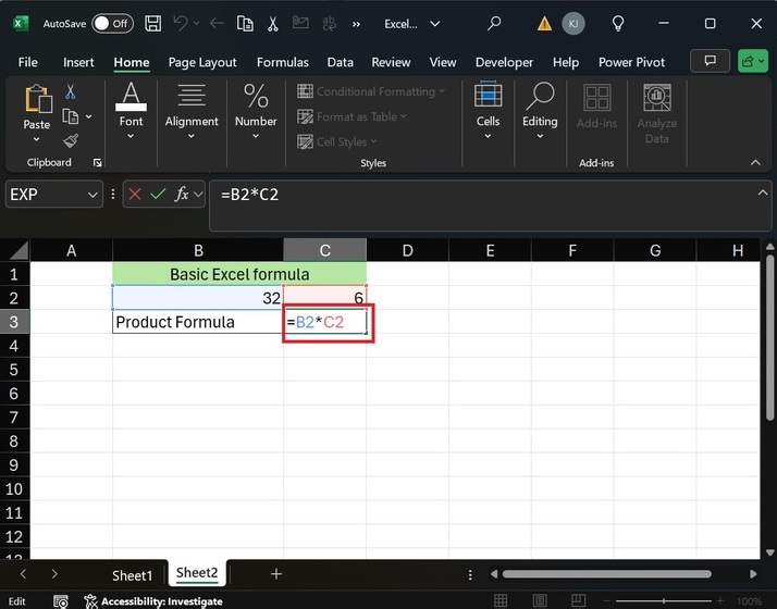 Entering Numbers and Formulas in MS-Excel