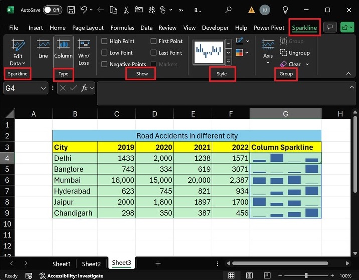 Format a Sparkline in Excel