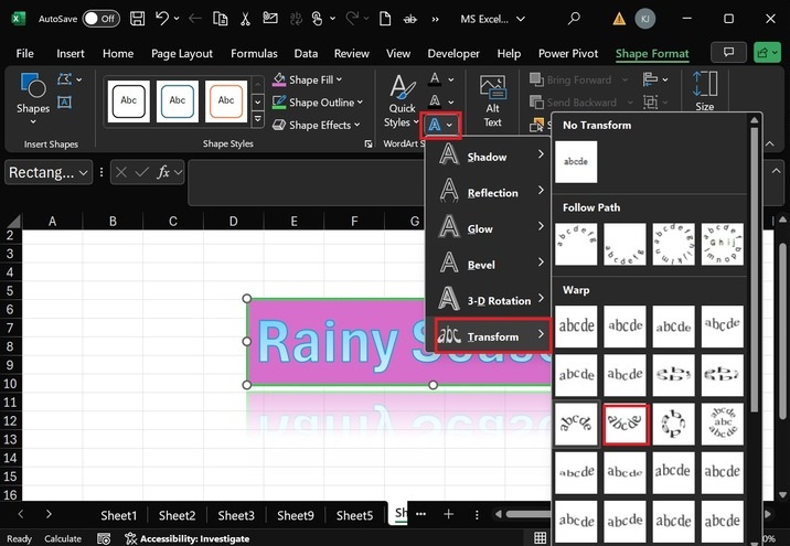 Format the WordArt Design 9