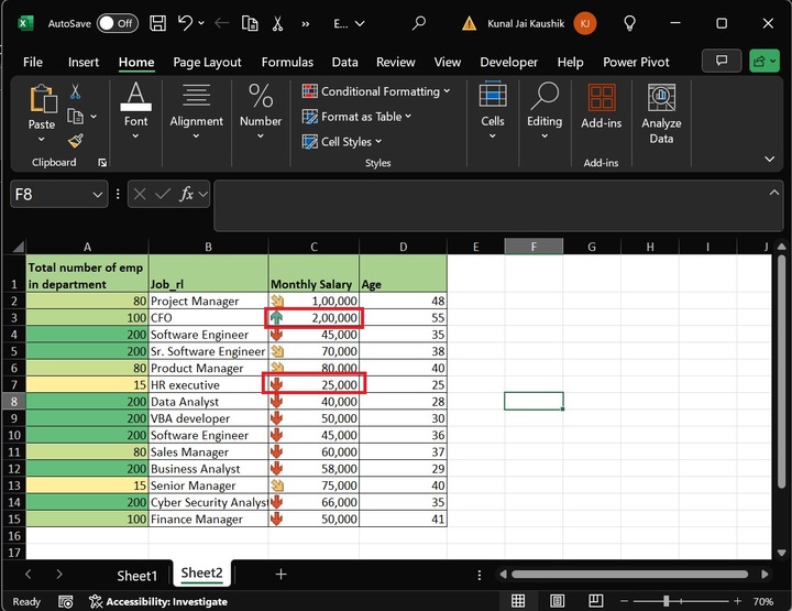 Icon Sets for Conditional Formatting 1