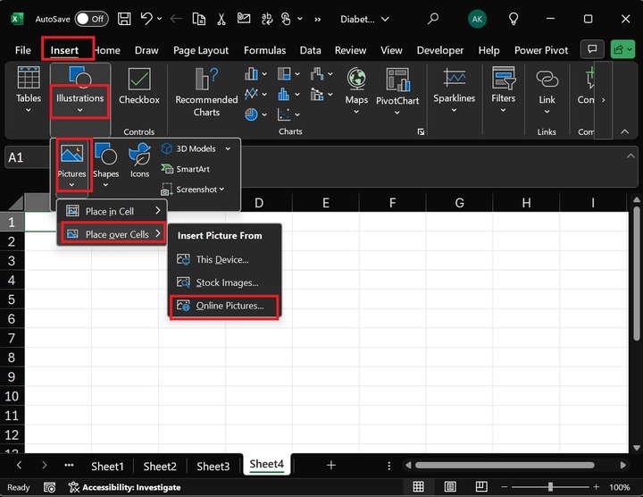 Insert a Sketch from Online Pictures in Excel