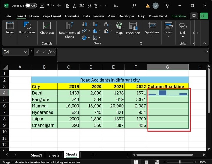 Insert Column Sparklines 4
