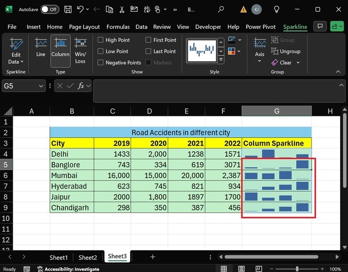Insert Column Sparklines 5