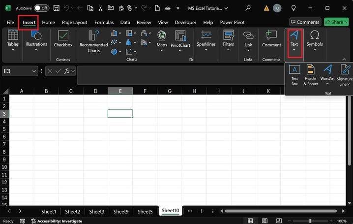 Inserting WordArt in Microsoft Excel